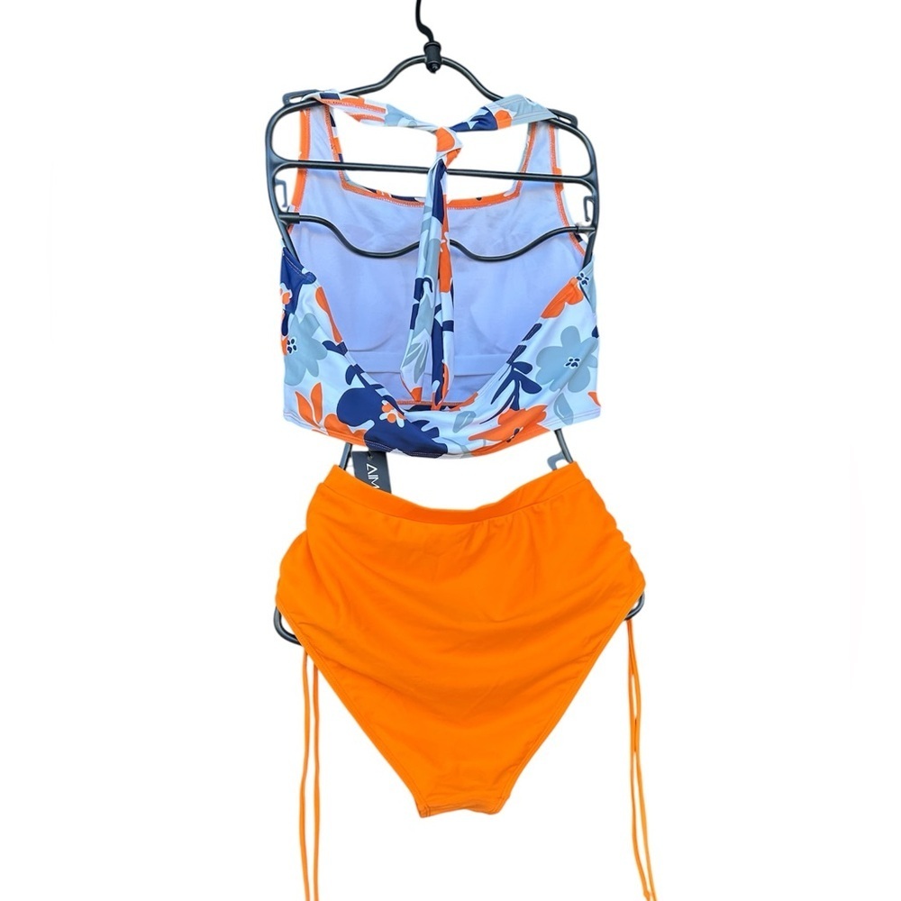 🌺 Sporty Floral Halter Bikini Set – Size L – High‑Waisted, Tummy Control - Picture 5 of 9